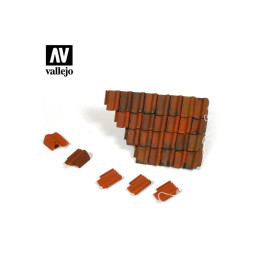 Vallejo Bases de diorama SC230 Tuiles et section de toit en ruine 1/35 - non peint