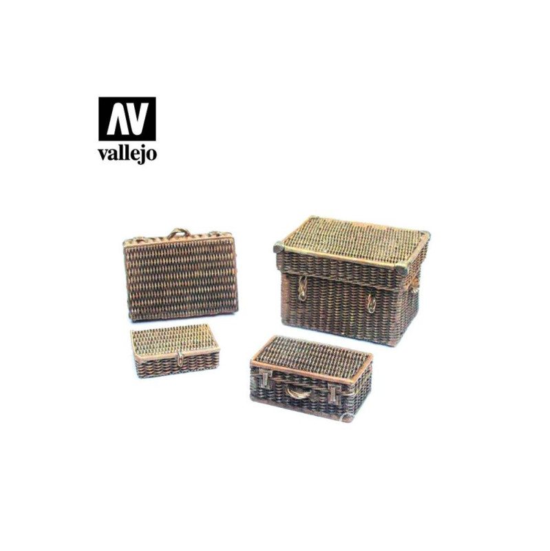 Vallejo Bases de diorama SC227 Valises et malle façons osier 1/35 - non peint