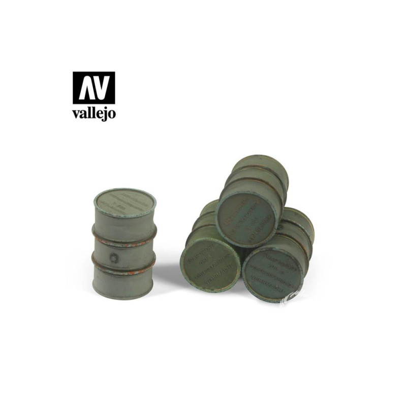 Vallejo Bases de diorama SC205 Bidons d'essence de la Wehrmacht WWII 1/35 - non peint