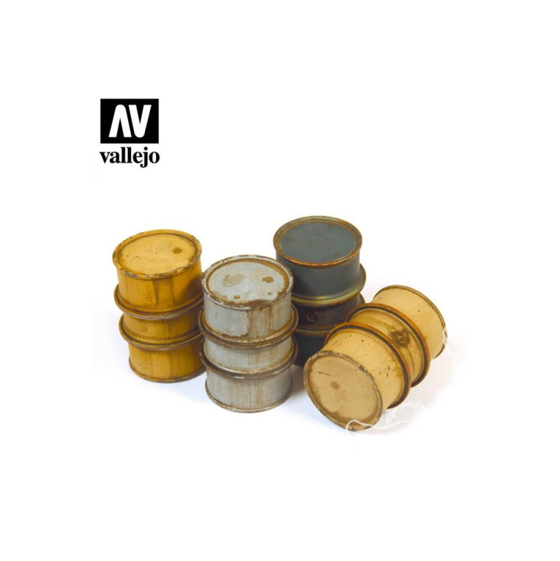 Vallejo Diorama bases SC201 German gas cans set 1 WWII 1/35 - unpainted