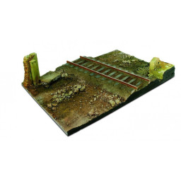 Vallejo Diorama bases SC104 Country road section with railroad 1/35 31x21cm - unpainted