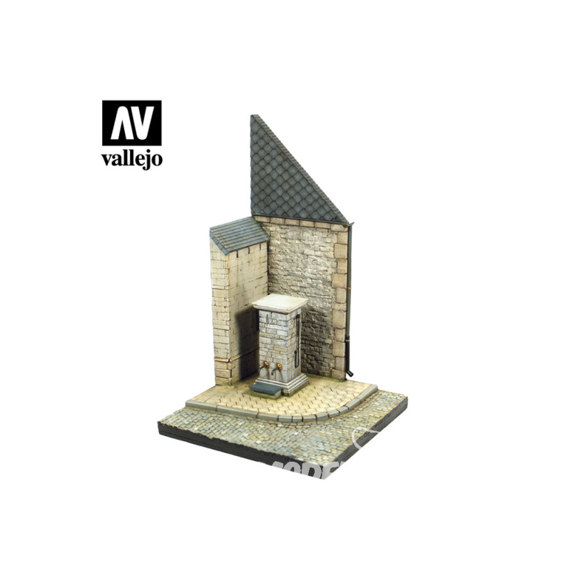 Vallejo diorama SC004 Street corner with water pump Normandie 1/35 - unpainted