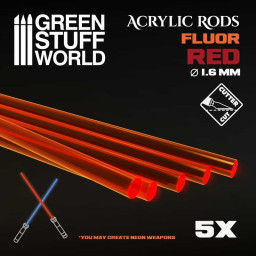 Acrylic Rods ROUND 1.6 mm Fluor RED-ORANGE