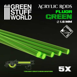 ROUND ACRYLIC RODS 1,6 MM FLUOR GREEN