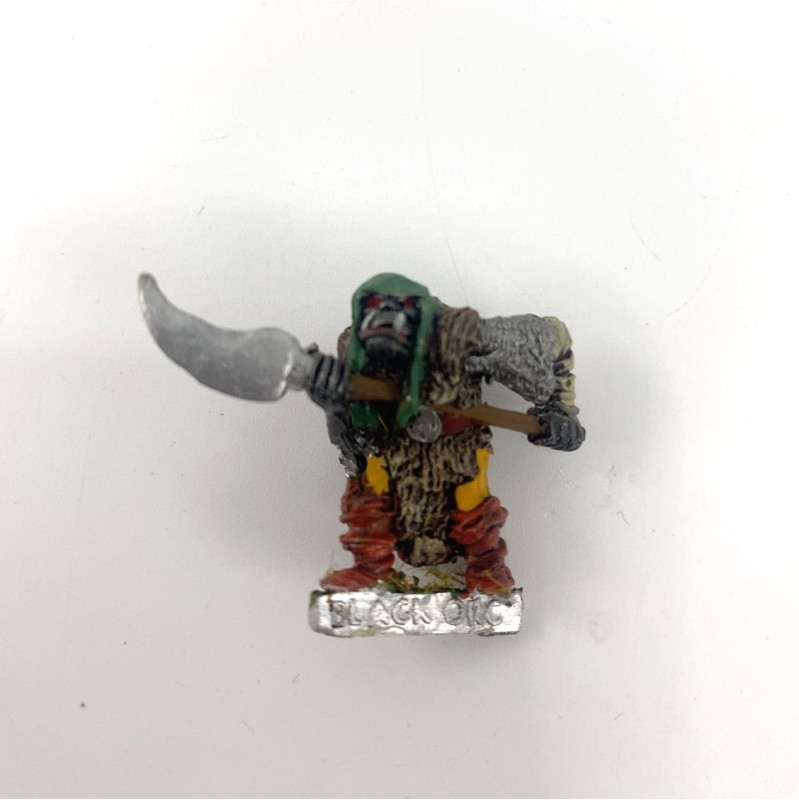 Classic black metal orc with halberd