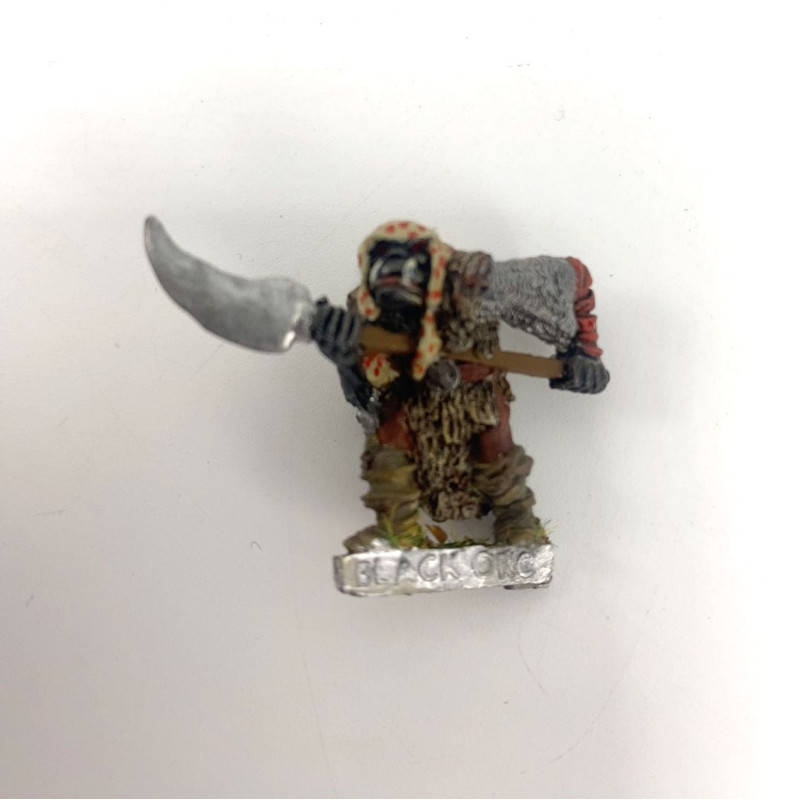 Classic black metal orc with halberd