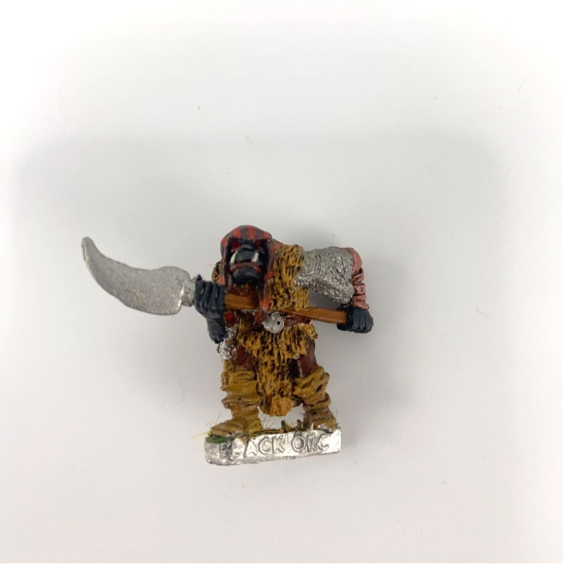 Classic black metal orc with halberd