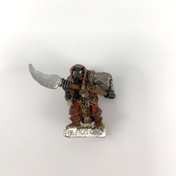 Classic black metal orc with halberd