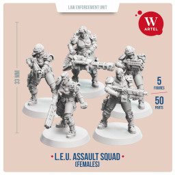 x5 L.E.U. - Assault Squad (Female Enforcers) Résine NON MONTE NON PEINT W Artel