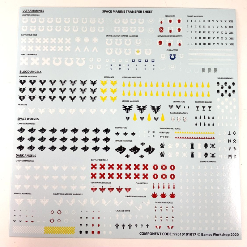 Ultramarines transfer sheet